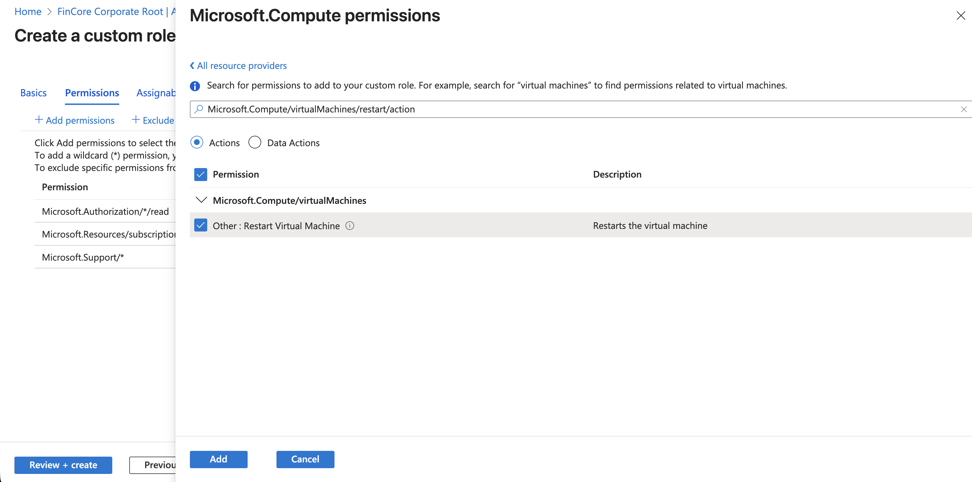 Adding VM Restart permission